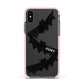 Halloween Custom Black Bats Apple iPhone Xs Impact Case Pink Edge on Black Phone