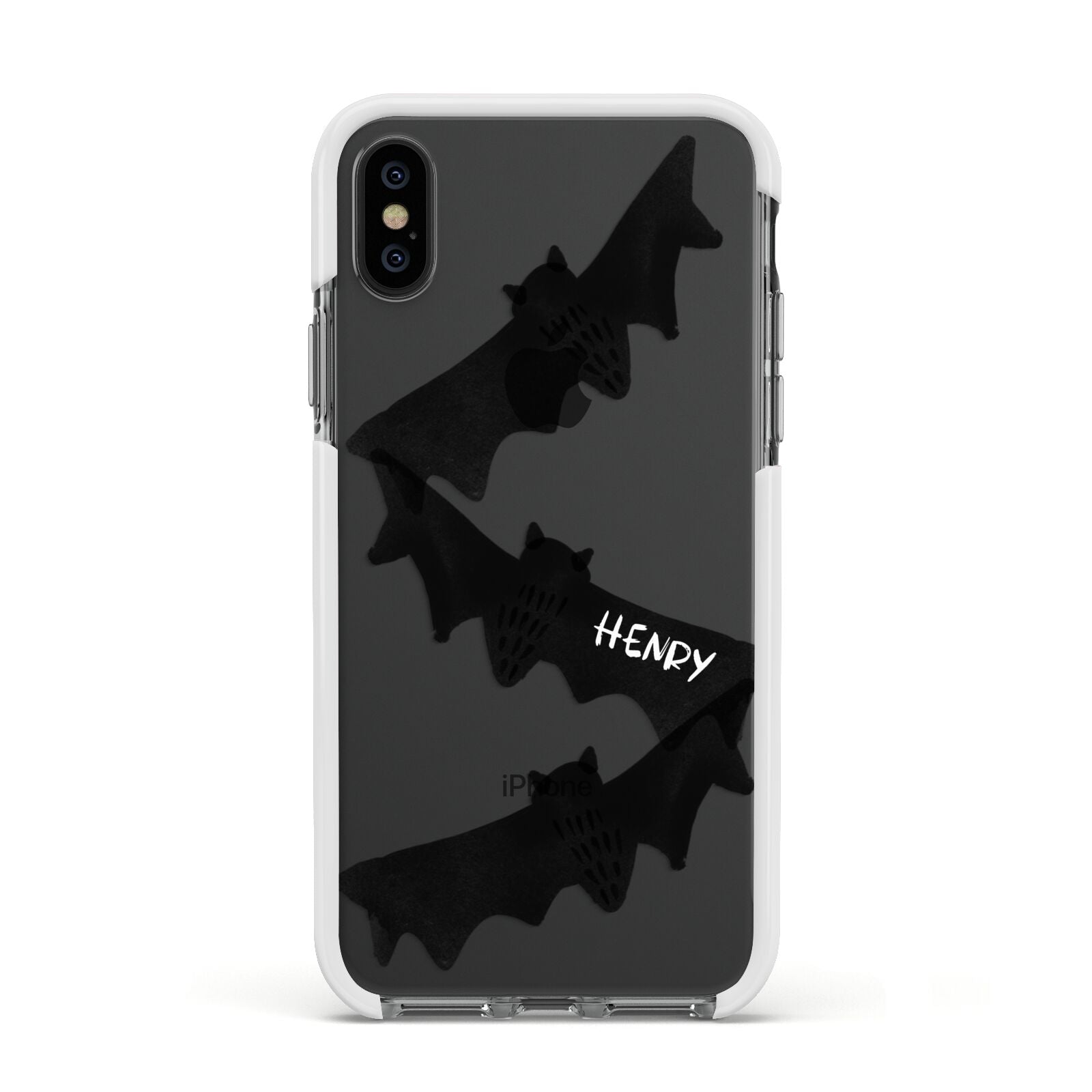 Halloween Custom Black Bats Apple iPhone Xs Impact Case White Edge on Black Phone