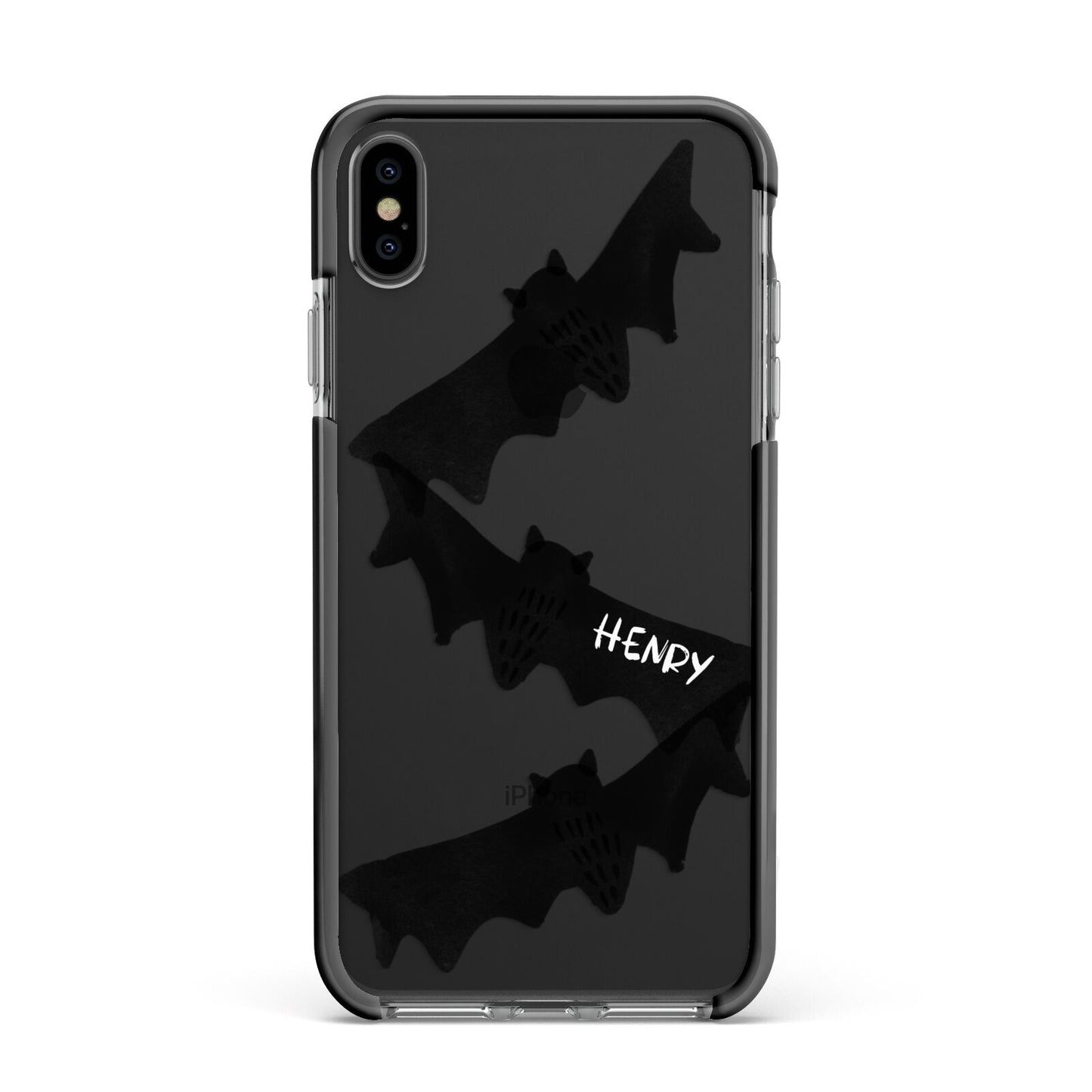Halloween Custom Black Bats Apple iPhone Xs Max Impact Case Black Edge on Black Phone