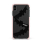 Halloween Custom Black Bats Apple iPhone Xs Max Impact Case Pink Edge on Black Phone