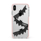 Halloween Custom Black Bats Apple iPhone Xs Max Impact Case Pink Edge on Silver Phone
