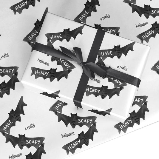 Halloween Custom Black Bats Custom Wrapping Paper