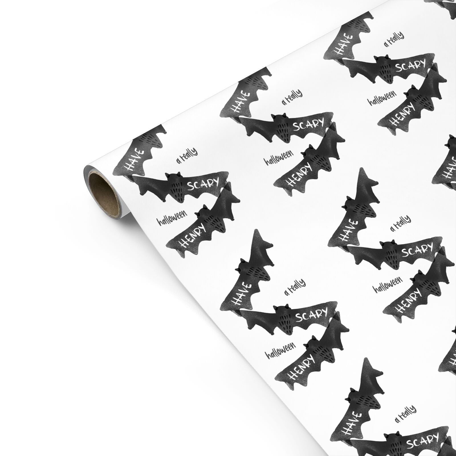 Halloween Custom Black Bats Personalised Gift Wrap