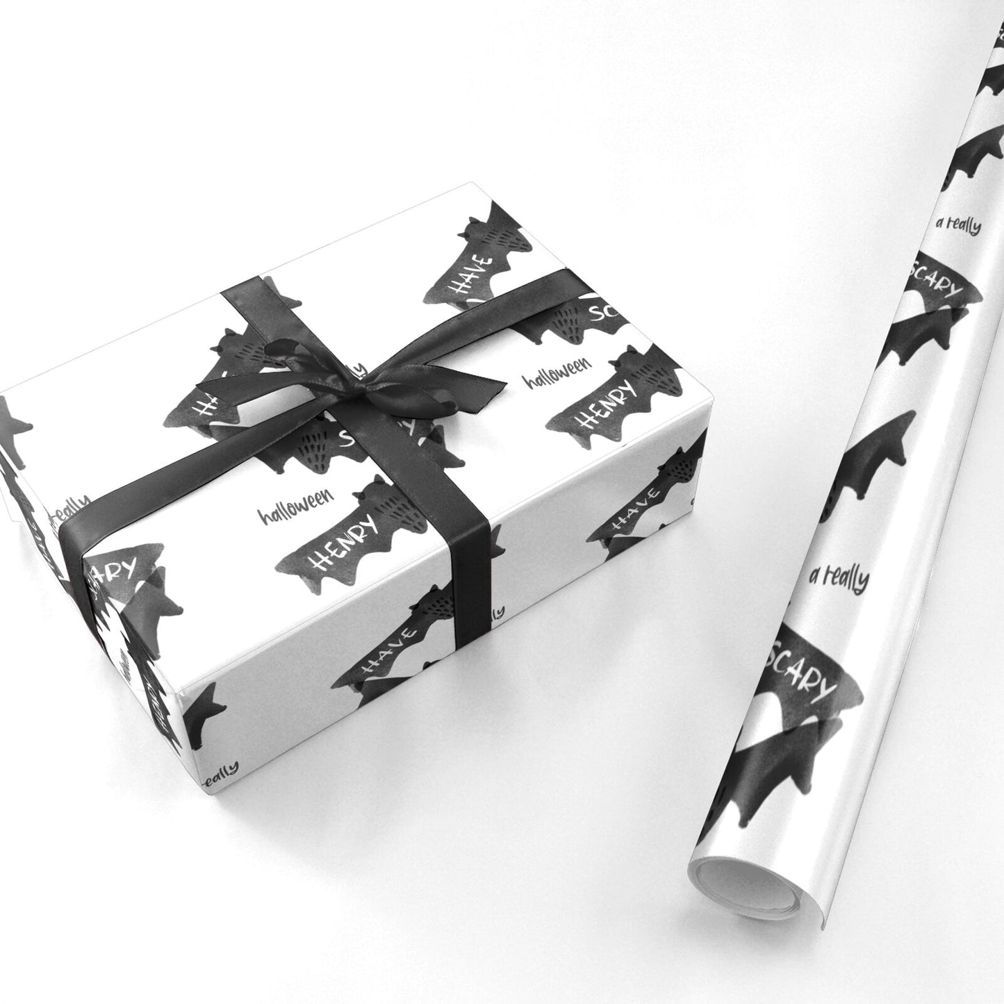 Halloween Custom Black Bats Personalised Wrapping Paper