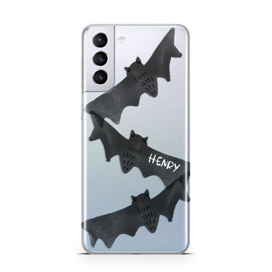 Halloween Custom Black Bats Samsung S21 Plus Phone Case