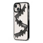 Halloween Custom Black Bats iPhone 13 Black Impact Case Side Angle on Silver phone