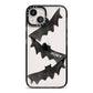 Halloween Custom Black Bats iPhone 13 Black Impact Case on Silver phone