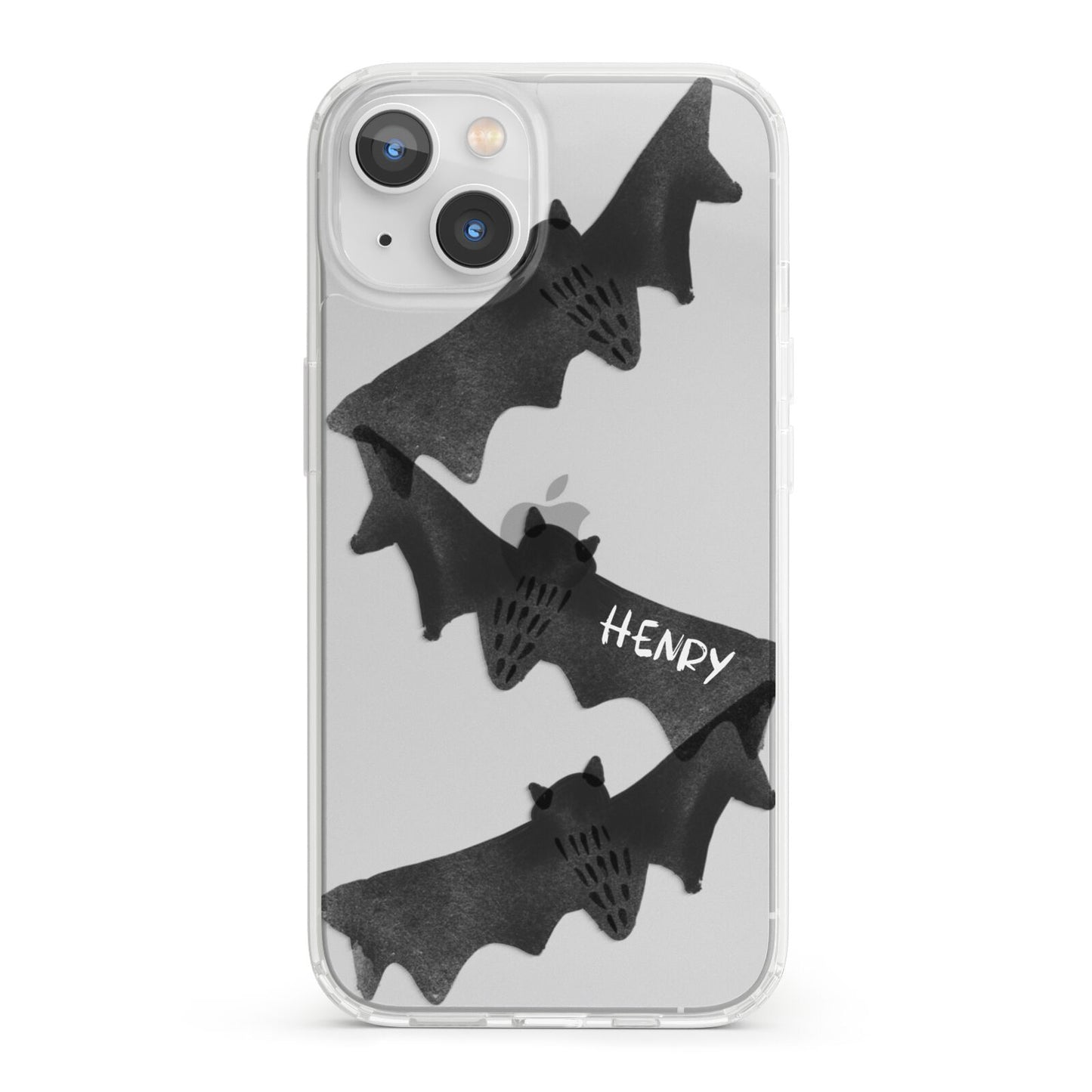 Halloween Custom Black Bats iPhone 13 Clear Bumper Case