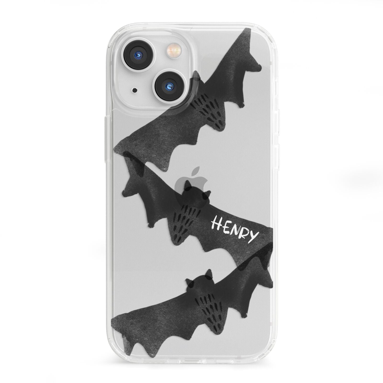 Halloween Custom Black Bats iPhone 13 Mini Clear Bumper Case