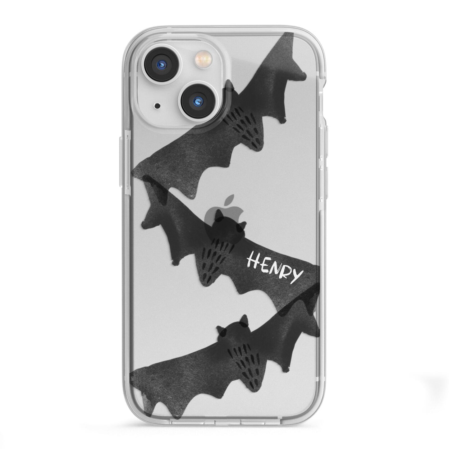 Halloween Custom Black Bats iPhone 13 Mini TPU Impact Case with White Edges