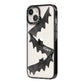 Halloween Custom Black Bats iPhone 14 Black Impact Case Side Angle on Silver phone