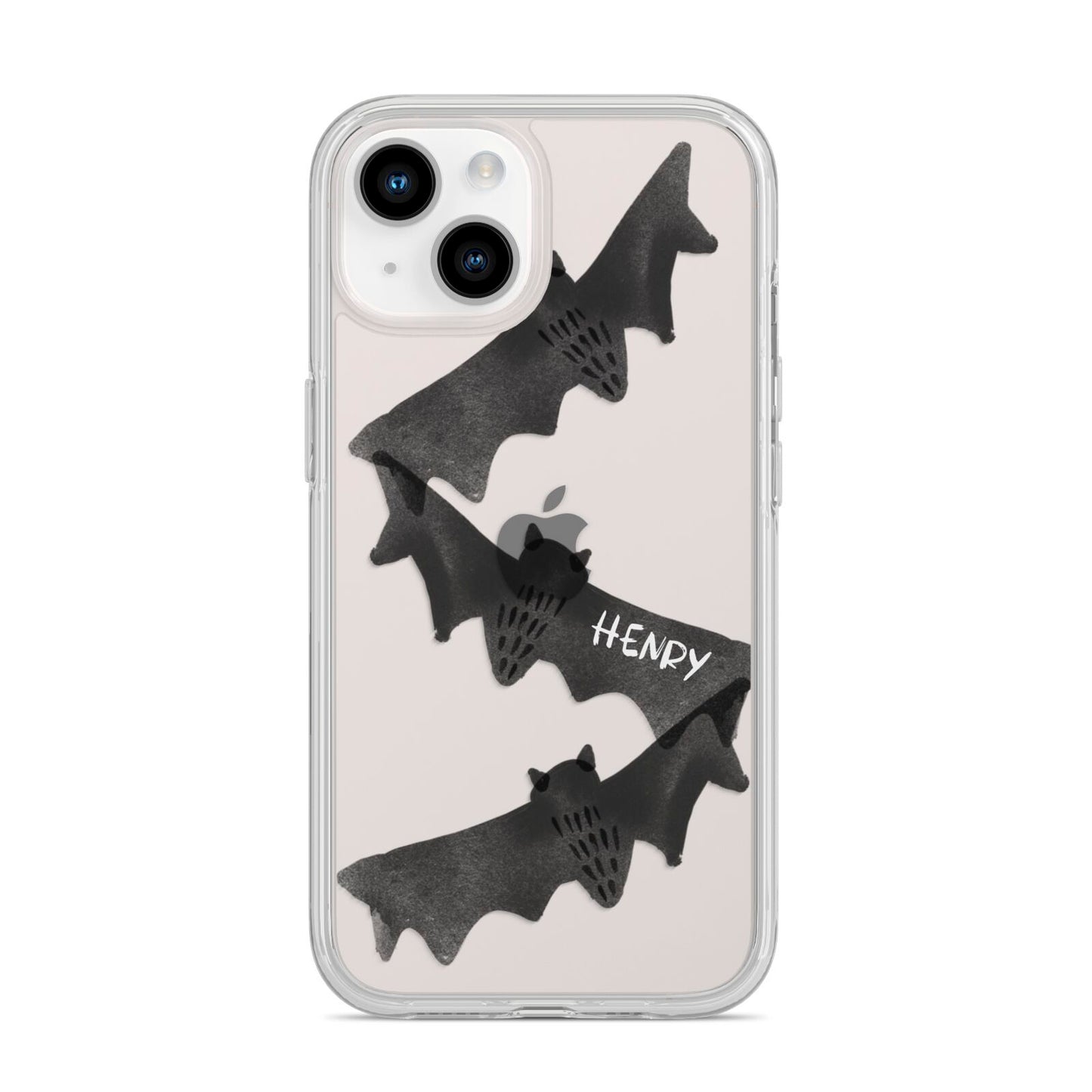 Halloween Custom Black Bats iPhone 14 Clear Tough Case Starlight