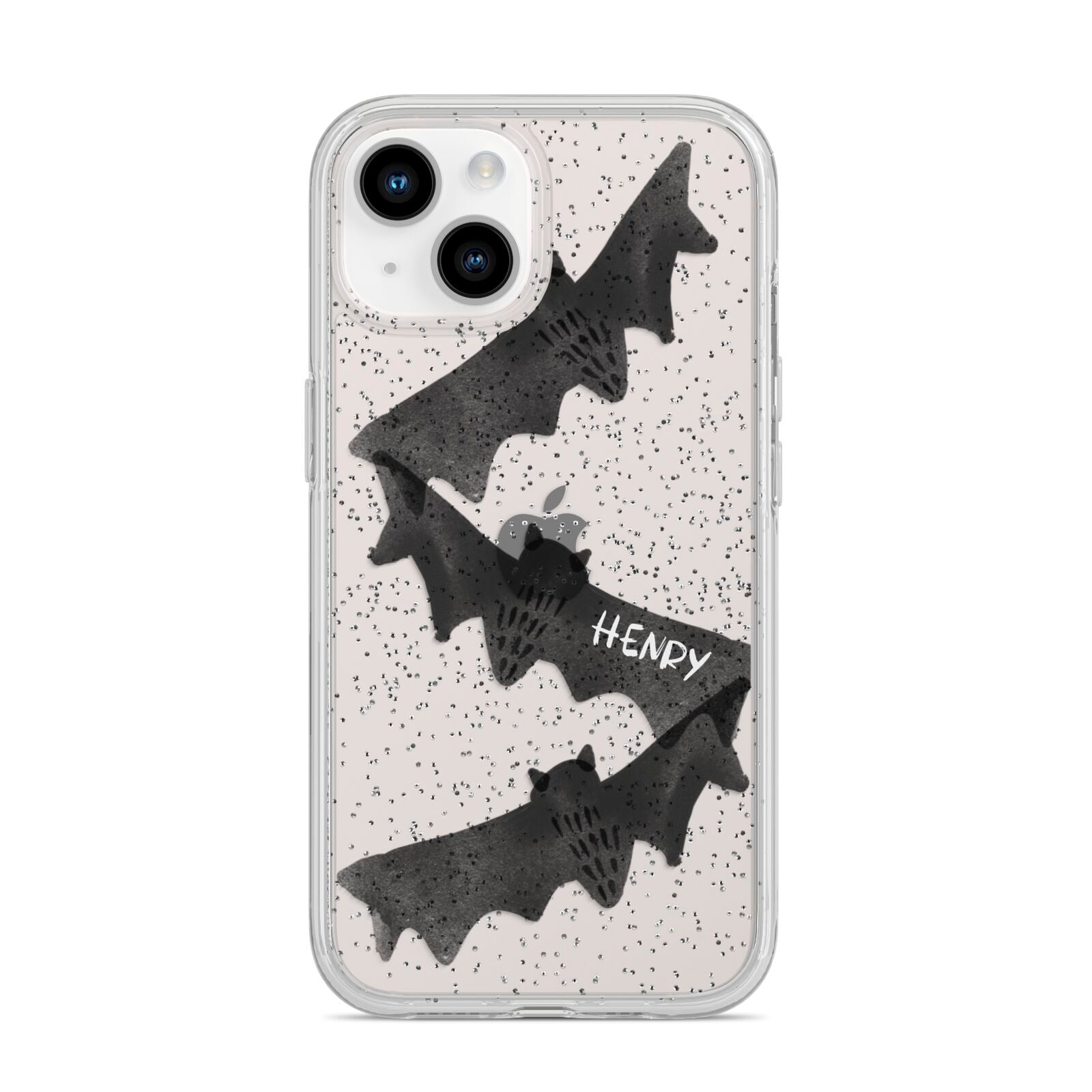Halloween Custom Black Bats iPhone 14 Glitter Tough Case Starlight