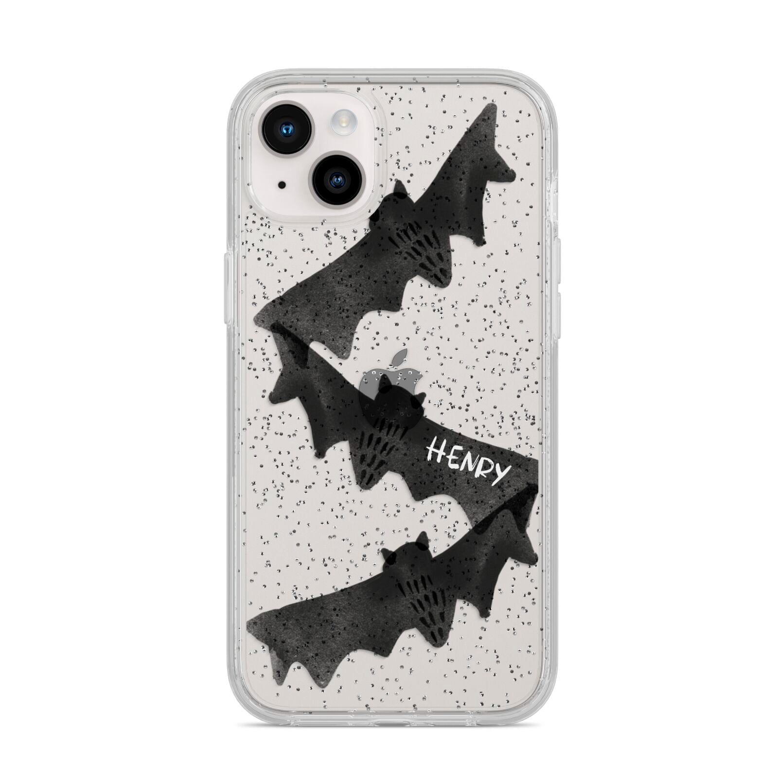 Halloween Custom Black Bats iPhone 14 Plus Glitter Tough Case Starlight