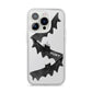 Halloween Custom Black Bats iPhone 14 Pro Clear Tough Case Silver