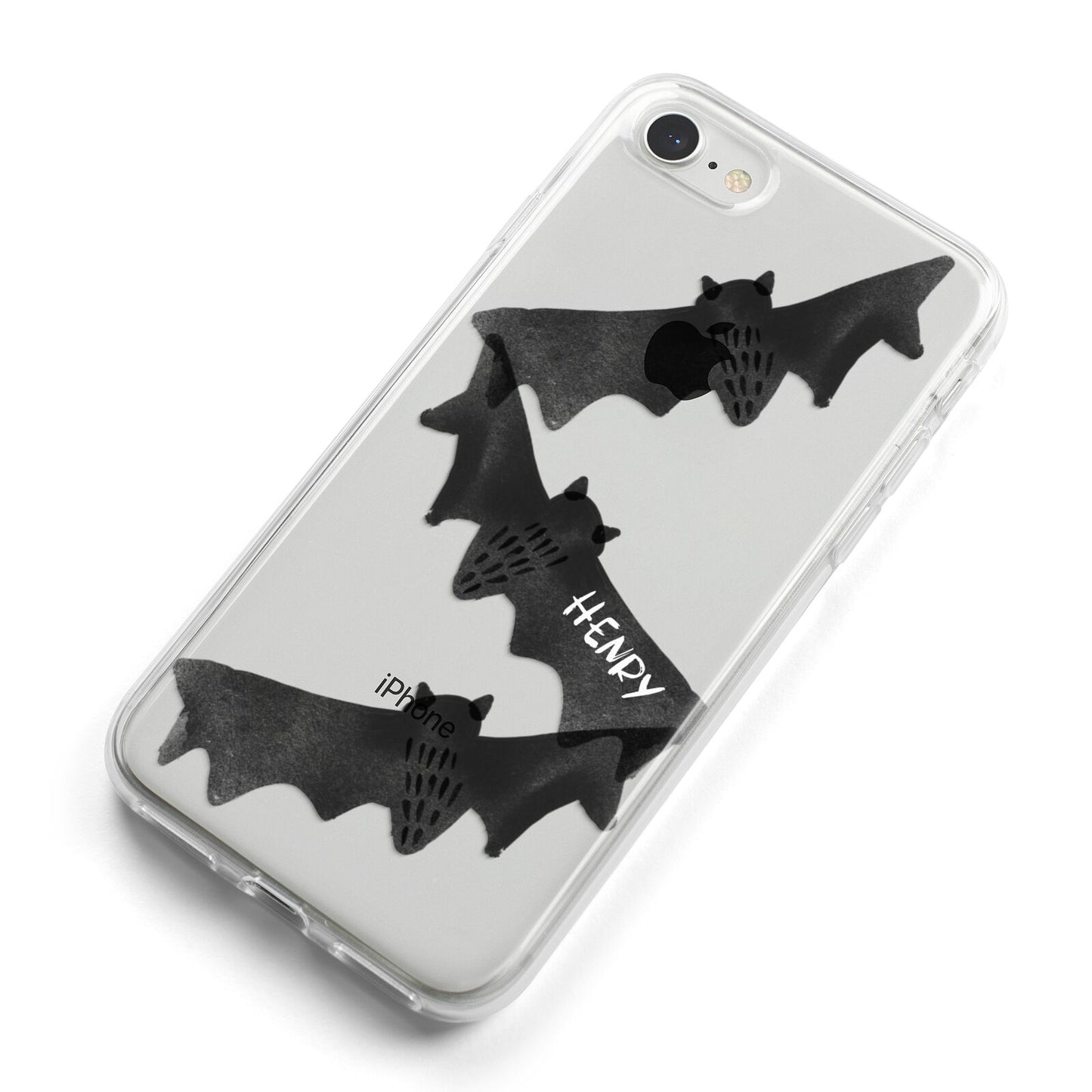 Halloween Custom Black Bats iPhone 8 Bumper Case on Silver iPhone Alternative Image