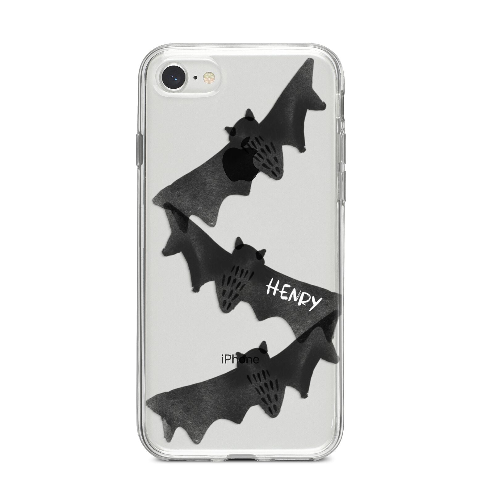 Halloween Custom Black Bats iPhone 8 Bumper Case on Silver iPhone