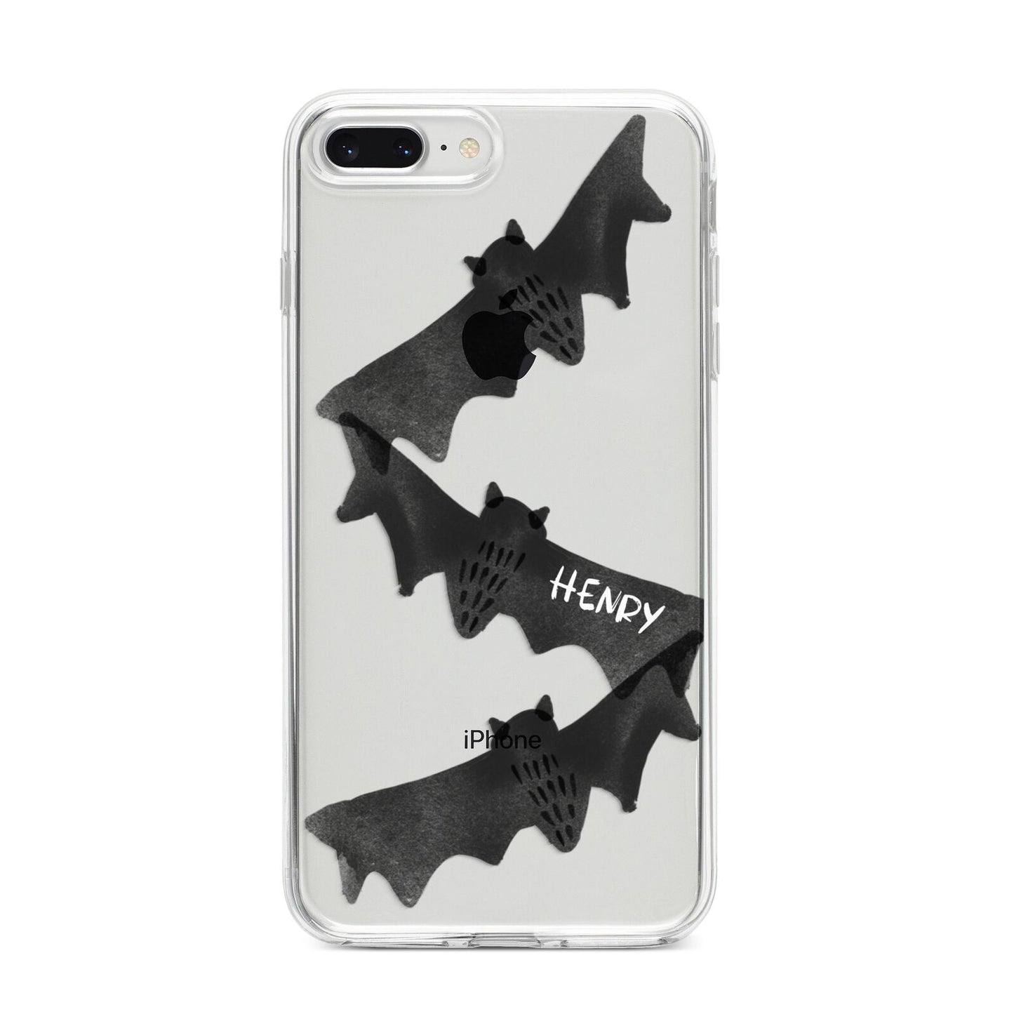 Halloween Custom Black Bats iPhone 8 Plus Bumper Case on Silver iPhone