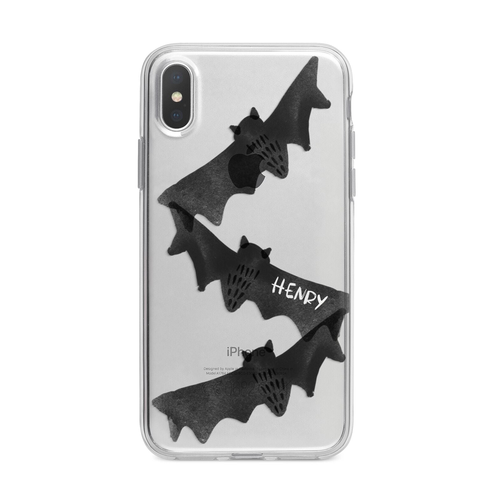 Halloween Custom Black Bats iPhone X Bumper Case on Silver iPhone Alternative Image 1