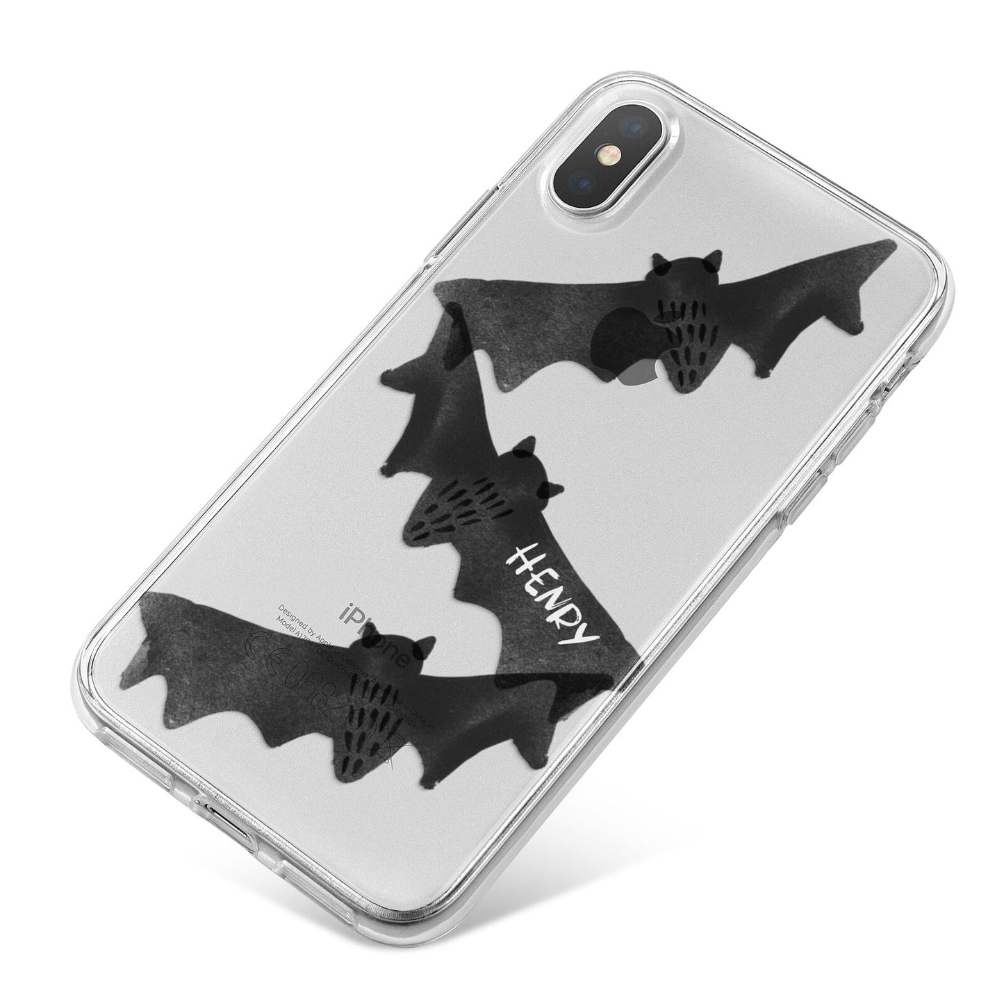 Halloween Custom Black Bats iPhone X Bumper Case on Silver iPhone