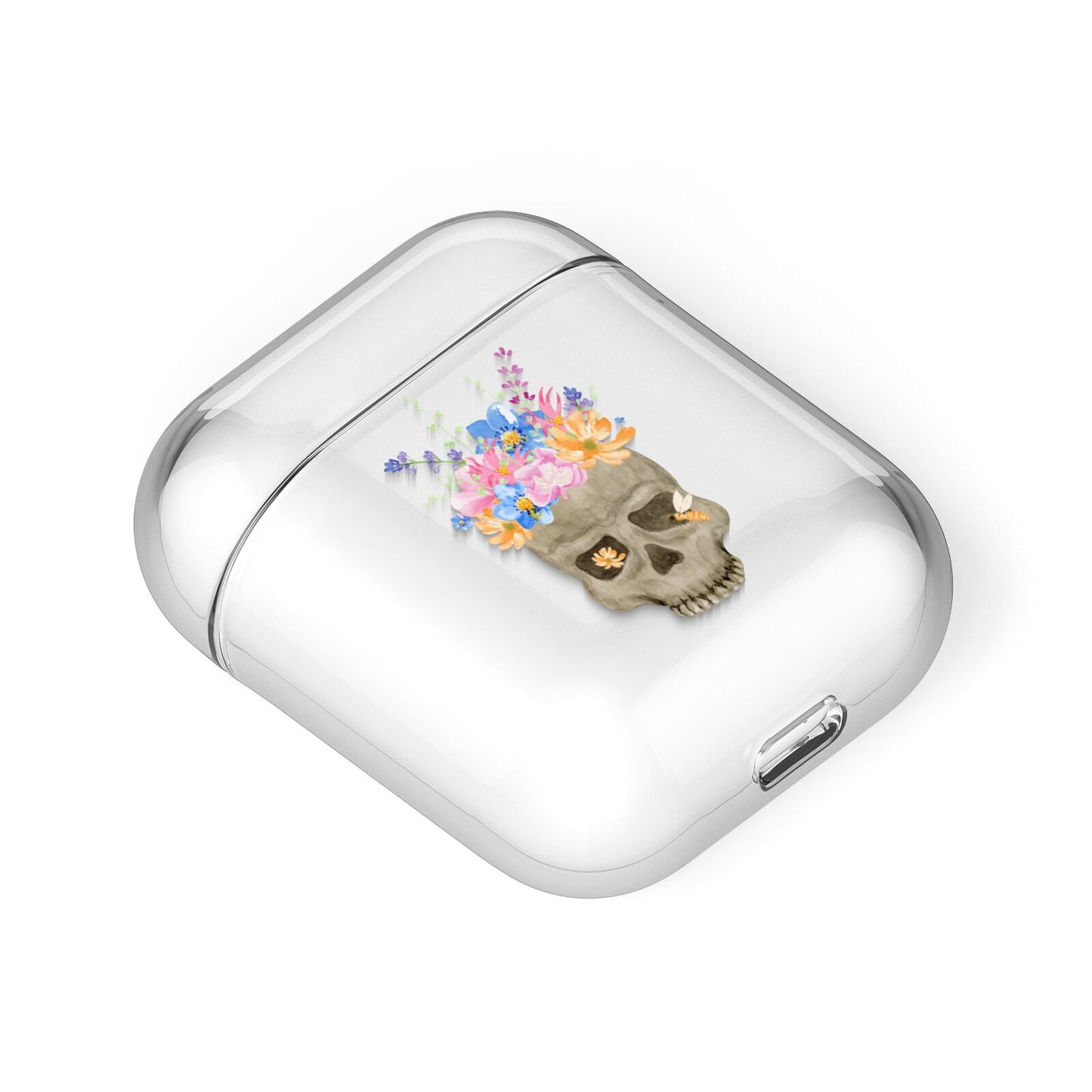 Halloween Flower Skull AirPods Case Laid Flat
