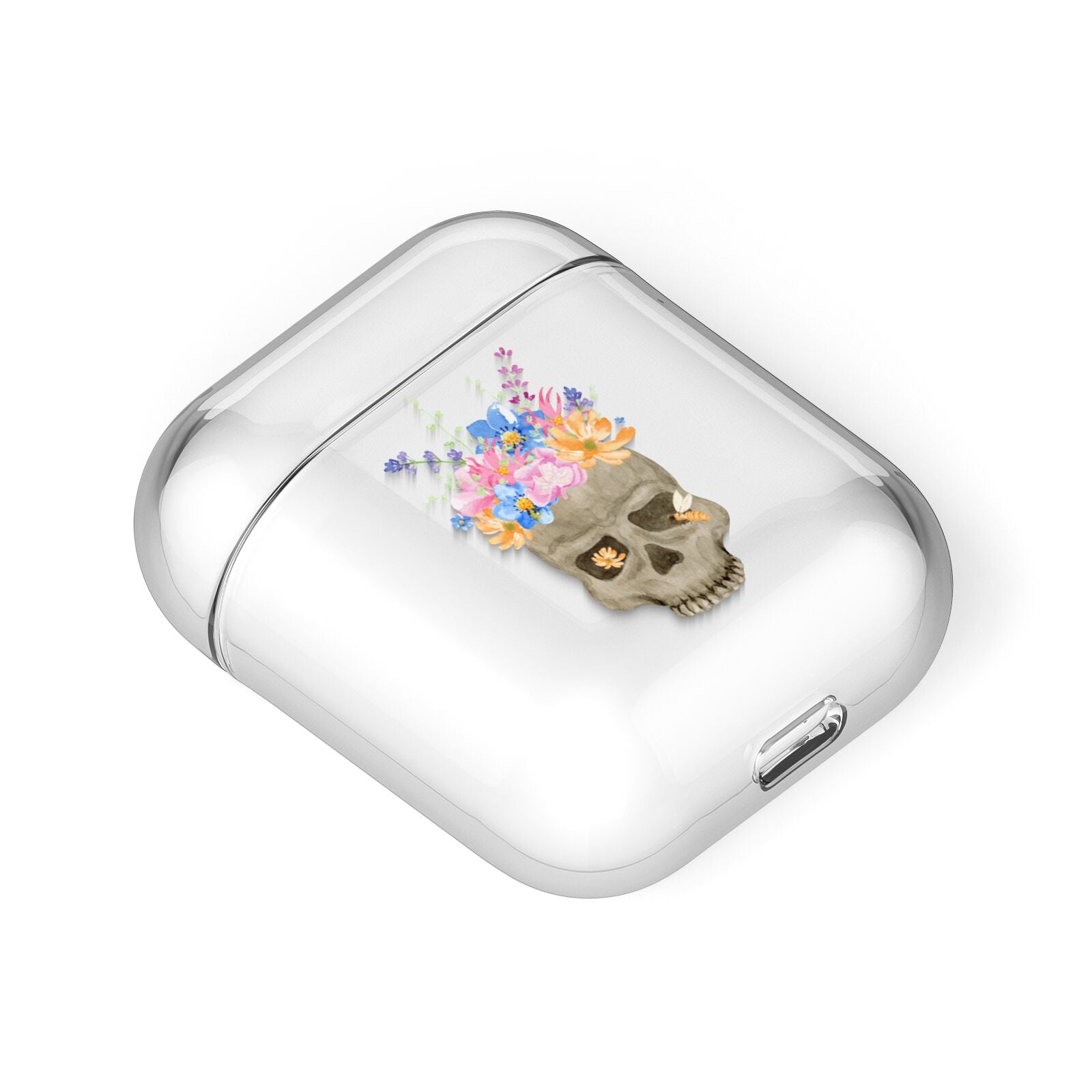 Halloween Flower Skull AirPods Case Laid Flat