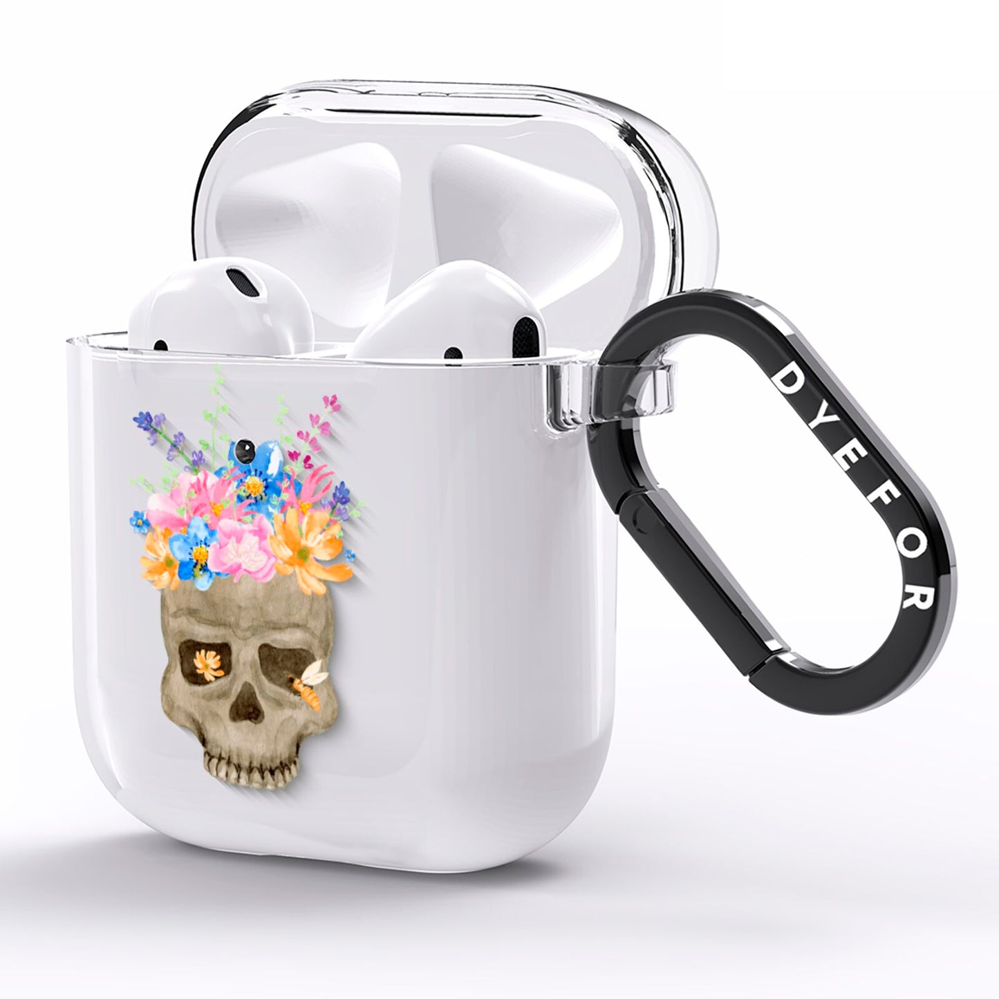 Halloween Flower Skull AirPods Clear Case Side Image