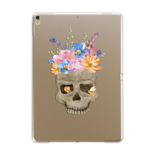 Halloween Flower Skull Apple iPad Gold Case