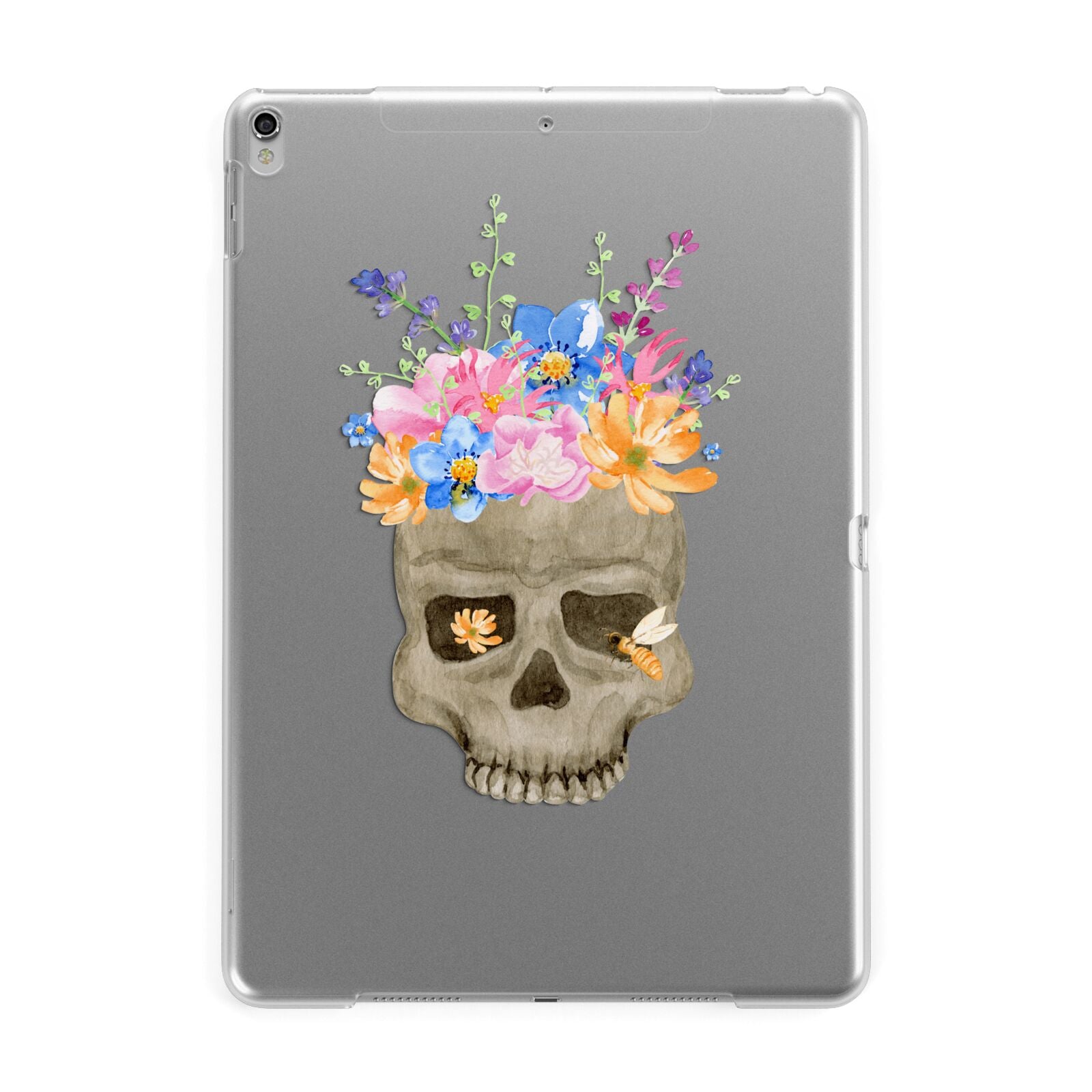 Halloween Flower Skull Apple iPad Silver Case