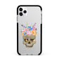 Halloween Flower Skull Apple iPhone 11 Pro Max in Silver with Black Impact Case