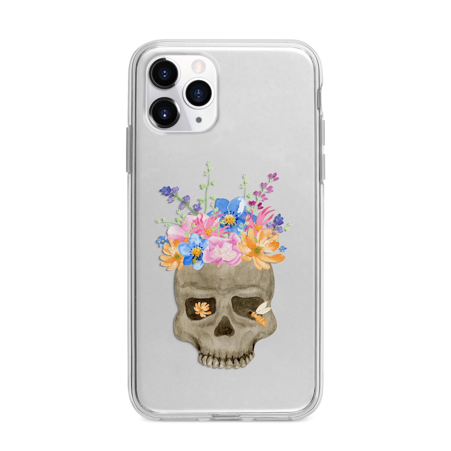 Halloween Flower Skull Apple iPhone 11 Pro in Silver with Bumper Case