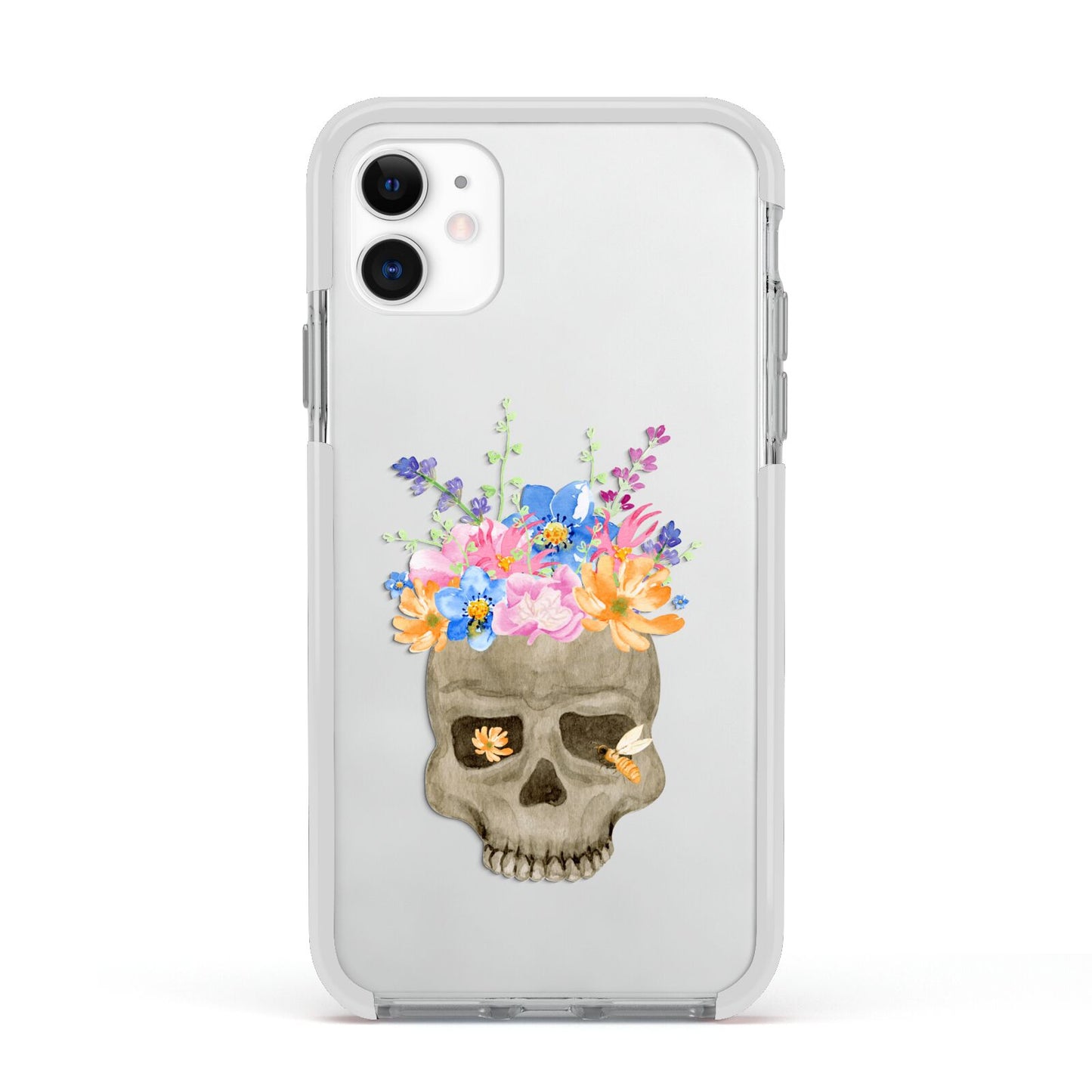 Halloween Flower Skull Apple iPhone 11 in White with White Impact Case