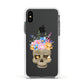 Halloween Flower Skull Apple iPhone Xs Impact Case White Edge on Black Phone