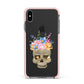 Halloween Flower Skull Apple iPhone Xs Max Impact Case Pink Edge on Black Phone