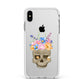 Halloween Flower Skull Apple iPhone Xs Max Impact Case White Edge on Silver Phone