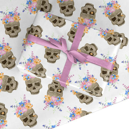 Halloween Flower Skull Custom Wrapping Paper