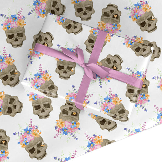 Halloween Flower Skull Custom Wrapping Paper
