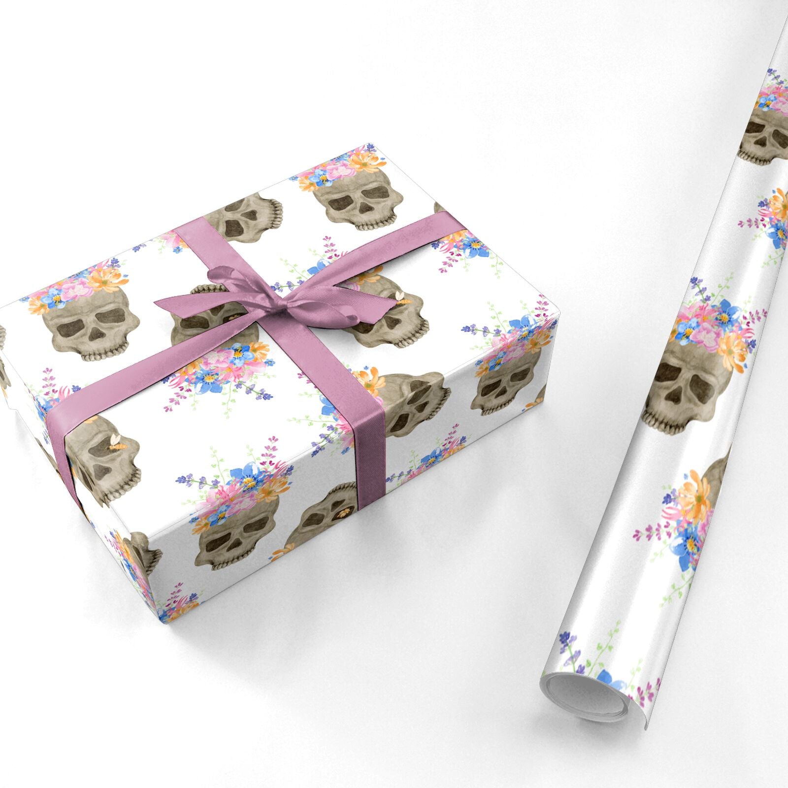 Halloween Flower Skull Personalised Wrapping Paper