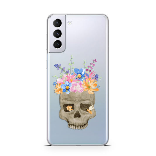 Halloween Flower Skull Samsung S21 Plus Phone Case