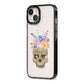 Halloween Flower Skull iPhone 13 Black Impact Case Side Angle on Silver phone