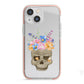 Halloween Flower Skull iPhone 13 Mini TPU Impact Case with Pink Edges
