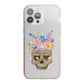 Halloween Flower Skull iPhone 13 Pro Max TPU Impact Case with Pink Edges