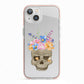 Halloween Flower Skull iPhone 13 TPU Impact Case with Pink Edges