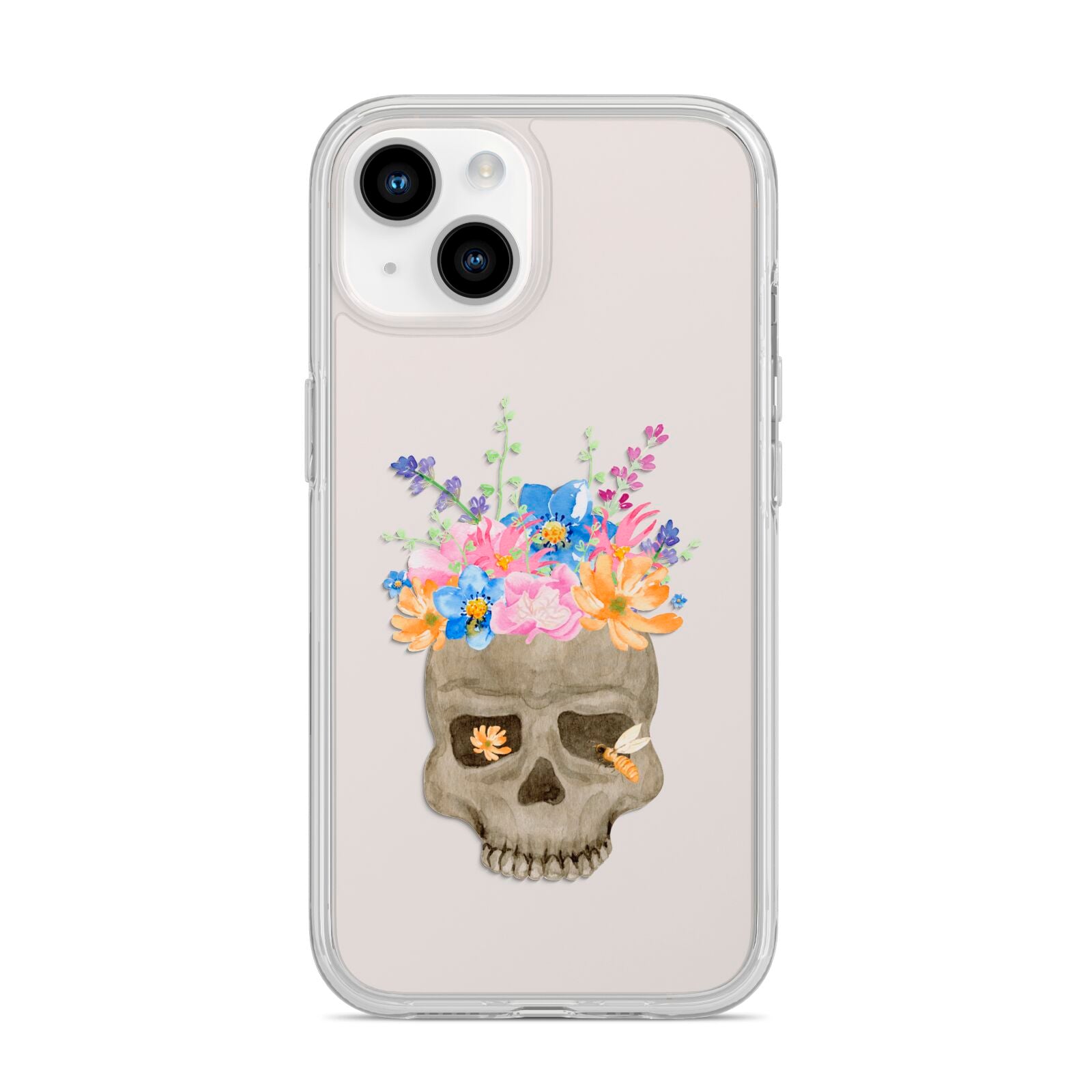 Halloween Flower Skull iPhone 14 Clear Tough Case Starlight