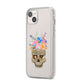 Halloween Flower Skull iPhone 14 Plus Clear Tough Case Starlight Angled Image