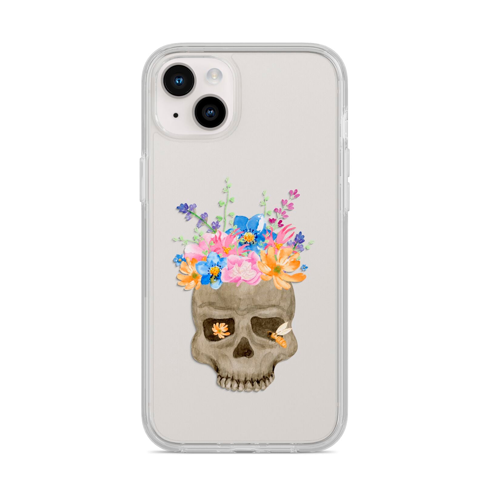 Halloween Flower Skull iPhone 14 Plus Clear Tough Case Starlight