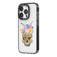 Halloween Flower Skull iPhone 14 Pro Black Impact Case Side Angle on Silver phone