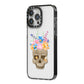 Halloween Flower Skull iPhone 14 Pro Max Black Impact Case Side Angle on Silver phone