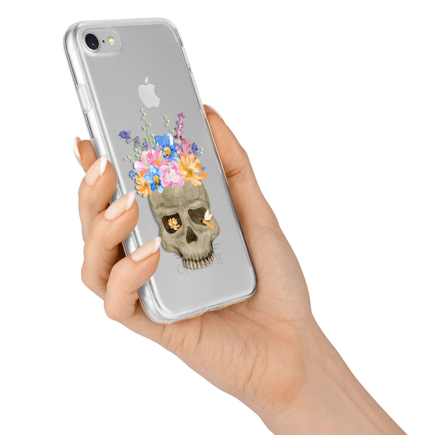 Halloween Flower Skull iPhone 7 Bumper Case on Silver iPhone Alternative Image