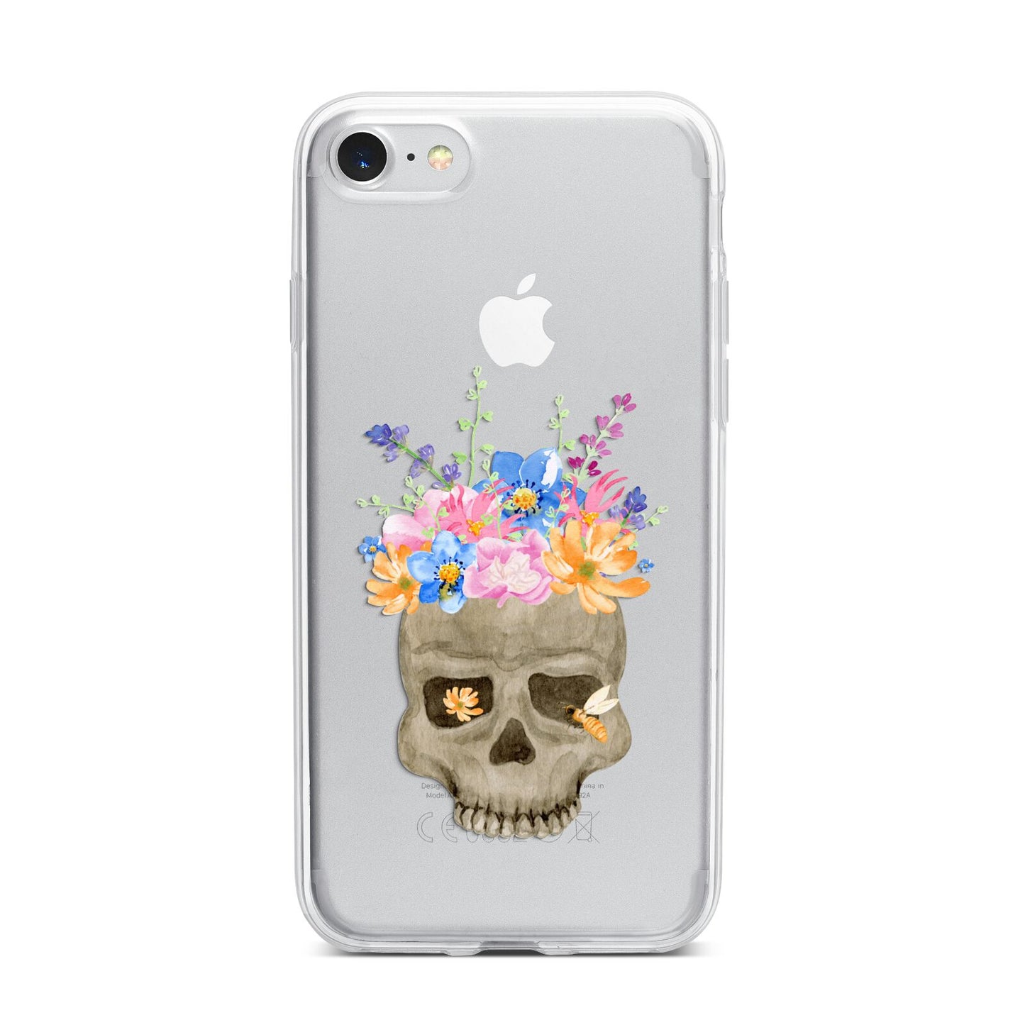 Halloween Flower Skull iPhone 7 Bumper Case on Silver iPhone